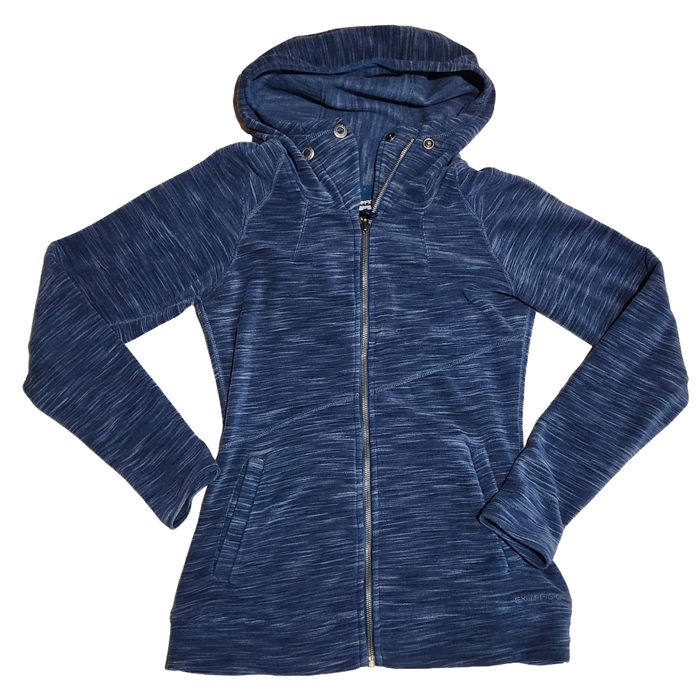 ExOfficio Blue Marled Zip Hoodie Jacket S Gorpcore Outdoor Travel Lightweight